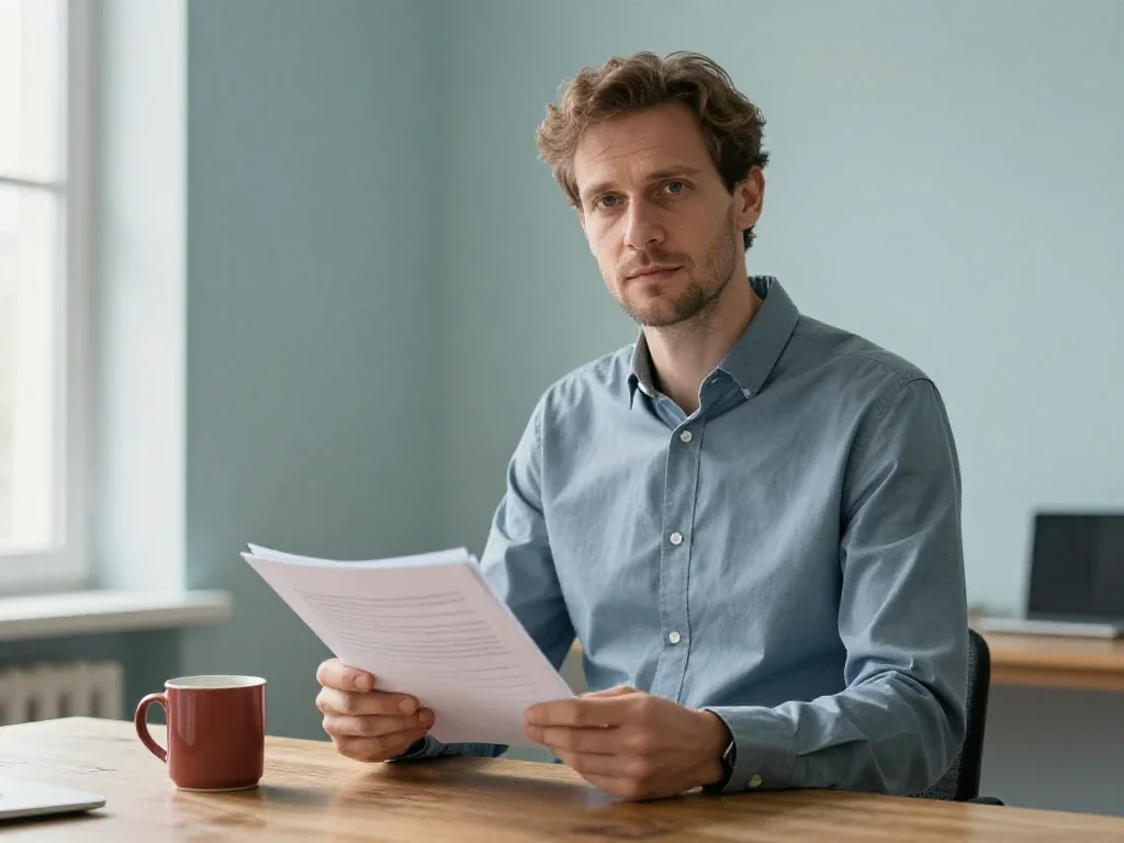 Un professionnel français partageant les dernières actualités dans un bureau moderne et lumineux.